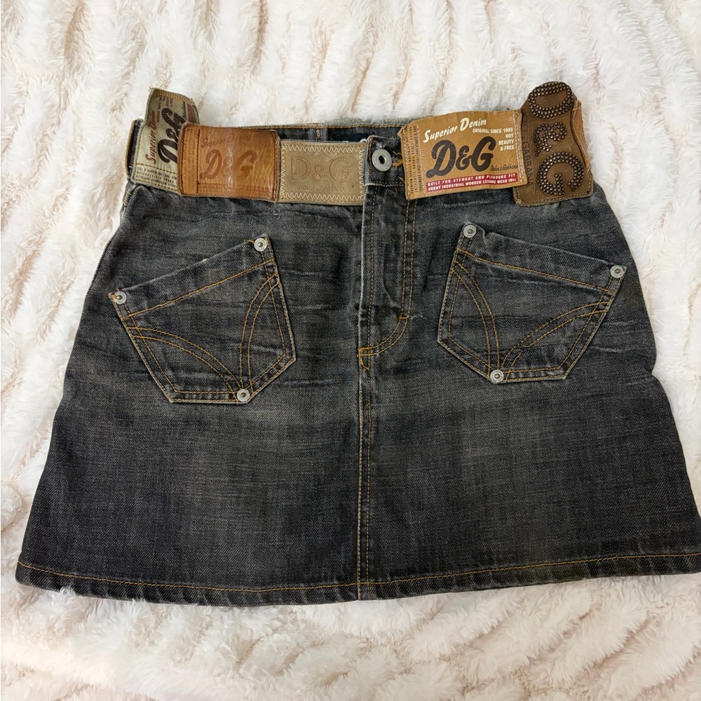 D&G Women's Dark Gray Denim Mini Skirt